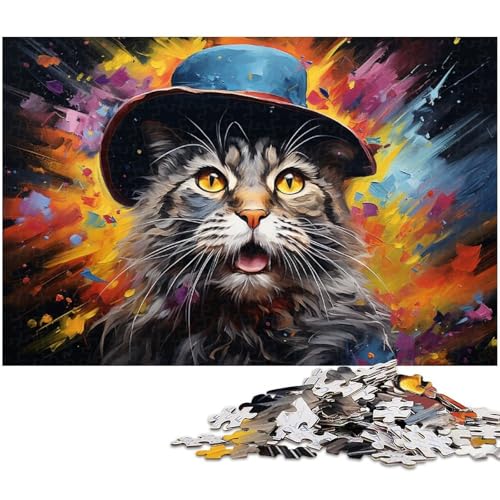Puzzle für Erwachsene mit 1000 Teilen Bunte Katzenzeichnung schwieriges Puzzle tolle Geschenke und Spielzeuge für Teenager ab 14 Jahren 1000 Teile (75 x 50 cm) von zouxangzz