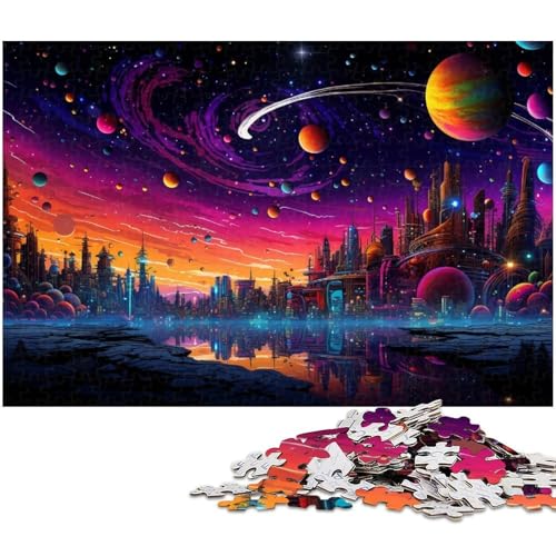 Puzzle für Erwachsene mit 1000 Teilen Bunte Städte der Zukunft auf der Erde pädagogische Herausforderung Stressabbau schwierige Herausforderung 1000 Teile (75 x 50 cm) von zouxangzz