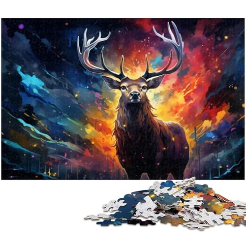Puzzle für Erwachsene mit 1000 Teilen Farbiger Sikahirsch pädagogische Herausforderung Stressabbau schwierige Herausforderung 1000 Teile (38 x 26 cm) von zouxangzz