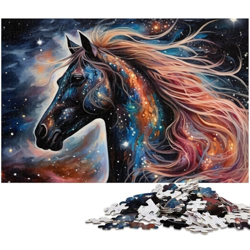 Puzzle für Erwachsene mit 1000 Teilen Galaxien Pferde Papierpuzzle lustiges Geschenk (Größe 38 x 26 cm) von zouxangzz