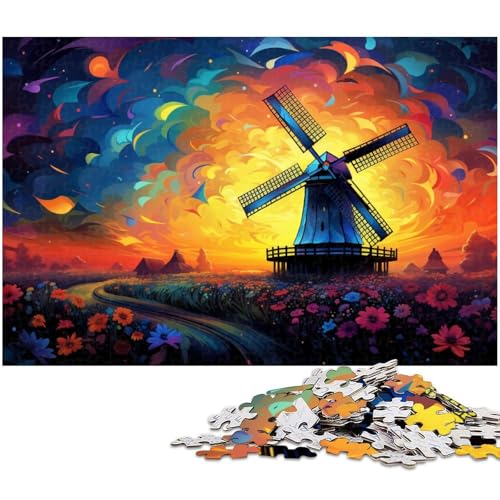 Puzzle für Erwachsene mit 1000 Teilen Holländische Windmühle schwieriges Puzzle tolle Geschenke und Spielzeuge für Teenager ab 14 Jahren 1000 Teile (75 x 50 cm) von zouxangzz