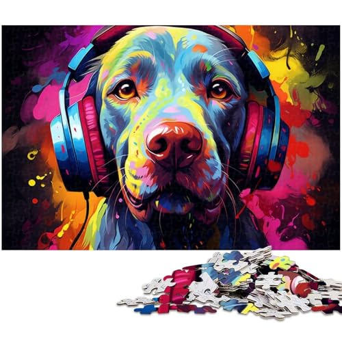 Puzzle für Erwachsene mit 1000 Teilen Hund hört Musik präzise geschnittenes Puzzle Kunstwerk Geschenk für Teenager ab 14 Jahren 1000 Teile (75 x 50 cm) von zouxangzz
