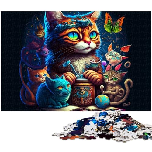 Puzzle für Erwachsene mit 1000 Teilen Katze süßes Tier unmögliches Puzzle für Teenager ab 14 Jahren (Größe 38 x 26 cm) von zouxangzz