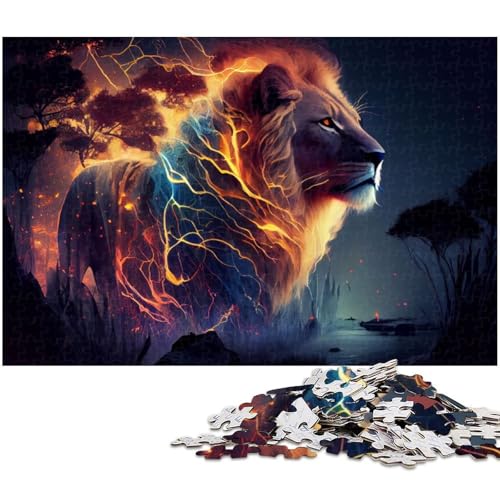 Puzzle für Erwachsene mit 1000 Teilen Löwe und Blitz schwieriges Puzzle tolle Geschenke und Spielzeuge für Teenager ab 14 Jahren 1000 Teile (75 x 50 cm) von zouxangzz