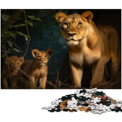 Puzzle für Erwachsene mit 1000 Teilen Löwin mit Jungen schwieriges Puzzle tolle Geschenke und Spielzeuge für Teenager ab 14 Jahren (Größe 38 x 26 cm) von zouxangzz