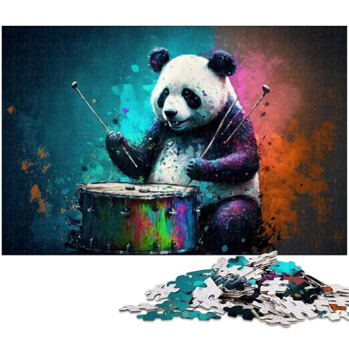 Puzzle für Erwachsene mit 1000 Teilen Panda spielt Trommel schwieriges Puzzle tolle Geschenke und Spielzeuge für Teenager ab 14 Jahren (Größe 75 x 50 cm) von zouxangzz
