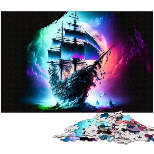 Puzzle für Erwachsene mit 1000 Teilen Piratenschiff Unmögliches Puzzle für Jugendliche ab 14 Jahren (Größe 75 x 50 cm) von zouxangzz