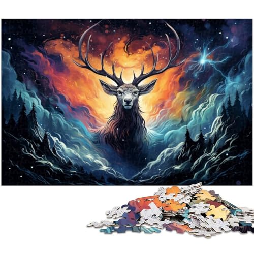 Puzzle für Erwachsene mit 1000 Teilen Sikahirsch Puzzle Kunstwerk Geburtstagsgeschenk Wandkunst 1000 Teile (75 x 50 cm) von zouxangzz