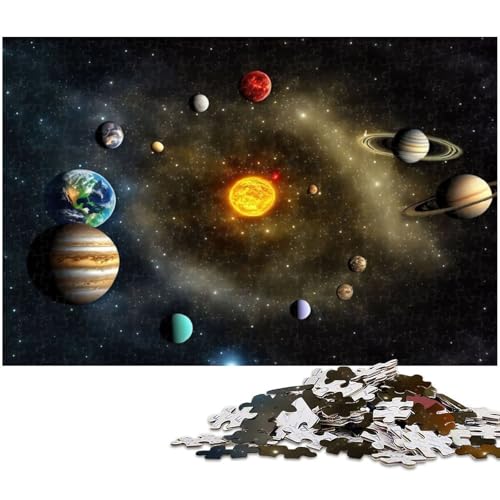 Puzzle für Erwachsene mit 1000 Teilen Sonnensystem Neon pädagogische Herausforderung Stressabbau schwierige Herausforderung (Größe 38 x 26 cm) von zouxangzz