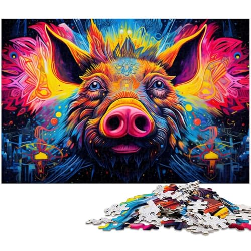 Puzzle für Erwachsene mit 1000 Teilen Tierkunst Schwein Unmögliches Puzzle für Jugendliche ab 14 Jahren (Größe 75 x 50 cm) von zouxangzz