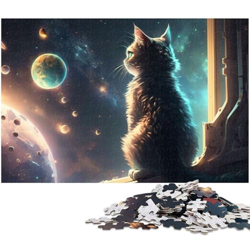 Puzzle für Erwachsene mit 1000 Teilen Weltraumkatzen unmögliches Puzzle für Jugendliche ab 14 Jahren 1000 Teile (75 x 50 cm) von zouxangzz