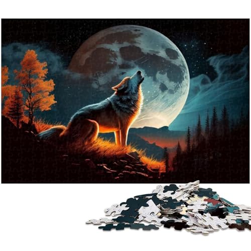 Puzzle für Erwachsene mit 1000 Teilen Wolfsheulen Unmögliches Puzzle für Teenager ab 14 Jahren (Größe 38 x 26 cm) von zouxangzz