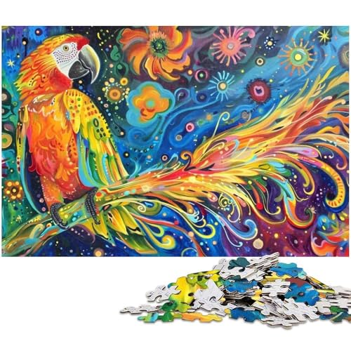 Puzzle für Erwachsene mit 1000 Teilen bunter Papagei schwieriges Puzzle tolle Geschenke und Spielzeuge für Teenager ab 14 Jahren (Größe 75 x 50 cm) von zouxangzz