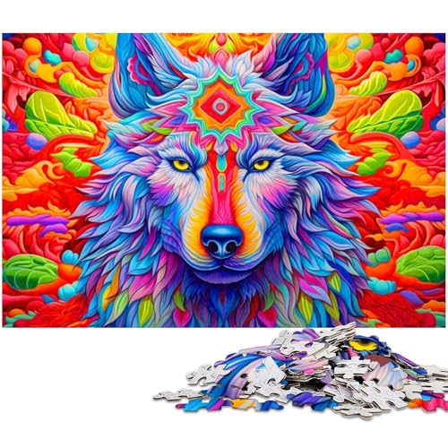 Puzzle für Erwachsene mit 1000 Teilen bunter Wolf pädagogische Herausforderung Stressabbau schwierige Herausforderung (Größe 75 x 50 cm) von zouxangzz