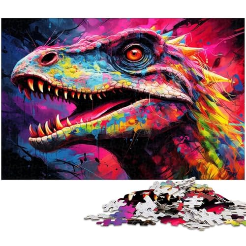 Puzzle für Erwachsene mit 1000 Teilen buntes Dinosaurier Gemälde schwieriges Puzzle tolle Geschenke und Spielzeuge für Teenager ab 14 Jahren 1000 Teile (38 x 26 cm) von zouxangzz