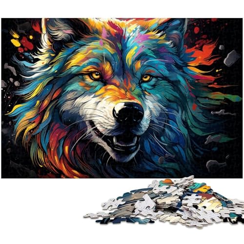 Puzzle für Erwachsene mit 1000 Teilen fantastischer bunter Wolf präzise geschnittenes Puzzle Kunstwerk Geschenk für Teenager ab 14 Jahren 1000 Teile (75 x 50 cm) von zouxangzz