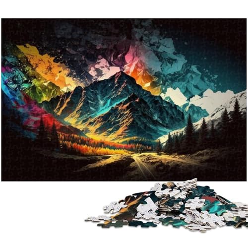 Puzzle für Erwachsene mit 1000 Teilen farbenfrohe Berge präzise geschnittenes Puzzle Kunstwerk Geschenk für Teenager ab 14 Jahren (Größe 38 x 26 cm) von zouxangzz