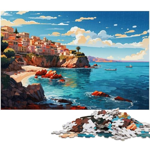Puzzle für Erwachsene mit 1000 Teilen farbenfrohe Illustration der Costa Brava pädagogische Herausforderung Stressabbau schwierige Herausforderung 1000 Teile (75 x 50 cm) von zouxangzz