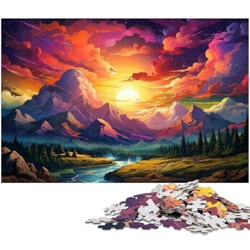 Puzzle für Erwachsene mit 1000 Teilen farbenfrohe Illustration der Sierra Nevada Berge präzise geschnittenes Puzzle Kunstwerk Geschenk für Teenager ab 14 Jahren 1000 Teile (38 x 26 cm) von zouxangzz
