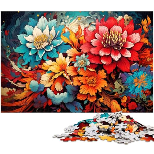 Puzzle für Erwachsene mit 1000 Teilen farbenfrohe psychedelische Kunstblumen unmögliches Puzzle für Jugendliche ab 14 Jahren 1000 Teile (75 x 50 cm) von zouxangzz
