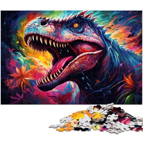 Puzzle für Erwachsene mit 1000 Teilen farbenfroher Fantasie Dinosaurier präzise geschnittenes Puzzle Kunstwerk Geschenk für Teenager ab 14 Jahren 1000 Teile (38 x 26 cm) von zouxangzz