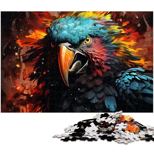 Puzzle für Erwachsene mit 1000 Teilen farbenfroher Papagei lustiges Familienpuzzle mit passendem Poster und Quizblatt 1000 Teile (75 x 50 cm) von zouxangzz