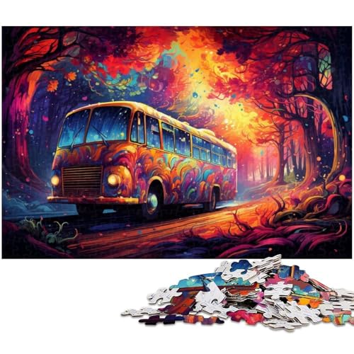 Puzzle für Erwachsene mit 1000 Teilen farbenfroher Psychedelischer Kunstbus schwieriges Puzzle tolle Geschenke und Spielzeuge für Teenager ab 14 Jahren 1000 Teile (38 x 26 cm) von zouxangzz