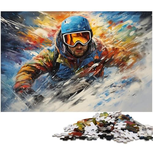 Puzzle für Erwachsene mit 1000 Teilen farbenfrohes Skifahrer Mal Puzzle Spaß für die ganze Familie Aktivitäten für zu Hause Geburtstagsgeschenk Reisegeschenke 1000 Teile (38 x 26 cm) von zouxangzz
