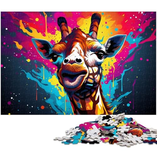 Puzzle für Erwachsene mit 1000 Teilen farbenfrohes psychedelisches Giraffengemälde pädagogische Herausforderung Stressabbau schwierige Herausforderung 1000 Teile (75 x 50 cm) von zouxangzz