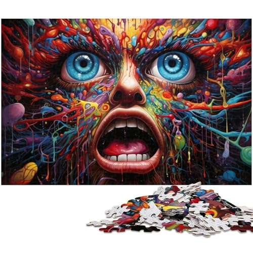 Puzzle für Erwachsene mit 1000 Teilen farbenfrohes psychedelisches Monster Puzzle Kunstwerk Geburtstagsgeschenk Wandkunst 1000 Teile (75 x 50 cm) von zouxangzz