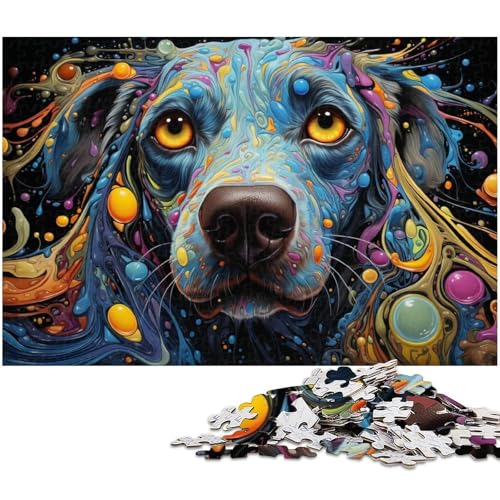 Puzzle für Erwachsene mit 1000 Teilen farbenfrohes psychedelisches bizarres Hunde Puzzle Spaß für die ganze Familie Spaß bei Aktivitäten zu Hause Reisegeschenke 1000 Teile (38 x 26 cm) von zouxangzz