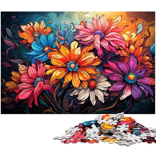 Puzzle für Erwachsene mit 1000 Teilen leuchtende schöne Blumen pädagogische Herausforderung Stressabbau schwierige Herausforderung 1000 Teile (75 x 50 cm) von zouxangzz