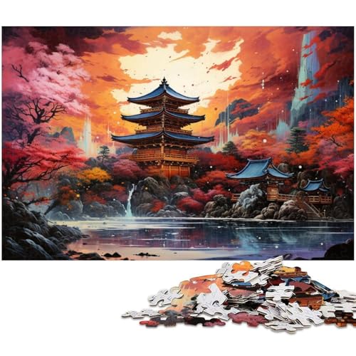 Puzzle für Erwachsene mit 1000 Teilen psychedelische farbenfrohe japanische Landschaft schwieriges Puzzle tolle Geschenke und Spielzeuge für Teenager ab 14 Jahren 1000 Teile (38 x 26 cm) von zouxangzz