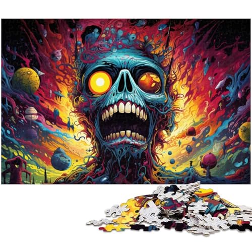 Puzzle für Erwachsene mit 1000 Teilen: Stellen Sie Sich farbenfrohe psychedelische Monster vor lustiges Familienpuzzle mit passendem Poster und Quizblatt 1000 Teile (75 x 50 cm) von zouxangzz