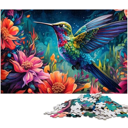 Puzzle mit 1000 Teilen Psychedelisches Kolibri Puzzle für Erwachsene Papierpuzzle Spielzeug Wanddekoration (Größe 38 x 26 cm) von zouxangzz