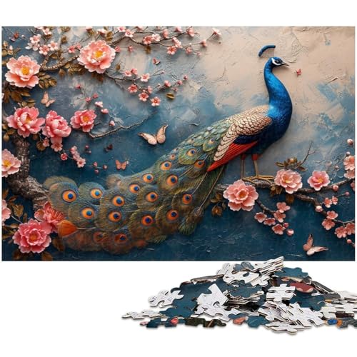 Puzzle mit 1000 Teilen buntes Pfauenpuzzle für Erwachsene Papierpuzzle Spielzeug Wanddekoration (Größe 38 x 26 cm) von zouxangzz