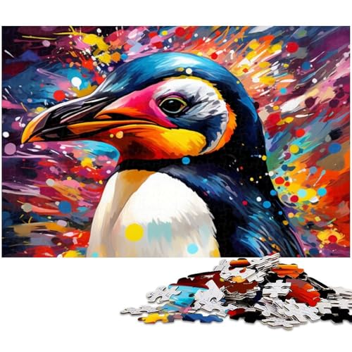 Puzzle mit 1000 Teilen farbenfrohes Pinguin Kunstpuzzle für Erwachsene Papierpuzzle Spielzeug Wanddekoration (Größe 38 x 26 cm) von zouxangzz