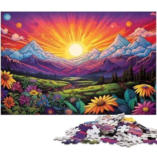 Puzzle mit 1000 Teilen für Erwachsene Bunte Blumen und Berge pädagogische Herausforderung Stressabbau schwierige Herausforderung 1000 Teile (38 x 26 cm) von zouxangzz