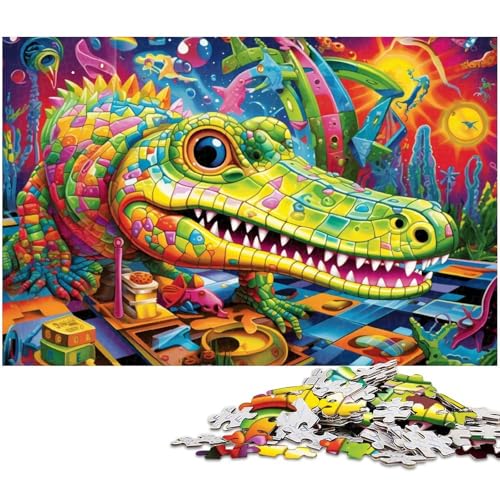 Puzzle mit 1000 Teilen für Erwachsene Bunte Nilkrokodile Lernspiele Weihnachts und Geburtstagsgeschenke für Teenager ab 14 Jahren (Größe 38 x 26 cm) von zouxangzz