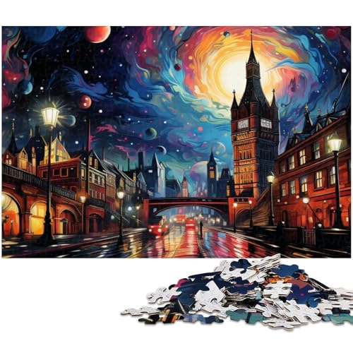 Puzzle mit 1000 Teilen für Erwachsene Psychedelisches London bei Nacht Lernspiele Weihnachts und Geburtstagsgeschenke für Teenager ab 14 Jahren (Größe 38 x 26 cm) von zouxangzz