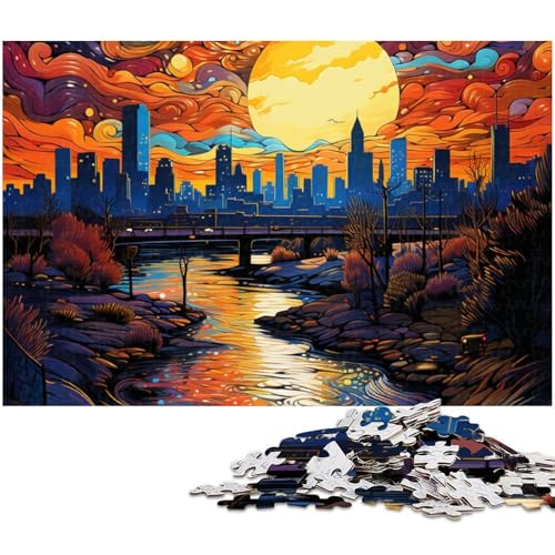 Puzzle mit 1000 Teilen für Erwachsene Psychedelisches San Diego bei Nacht Puzzle Lernspiele Weihnachts und Geburtstagsgeschenke für Teenager ab 14 Jahren (Größe 38 x 26 cm) von zouxangzz