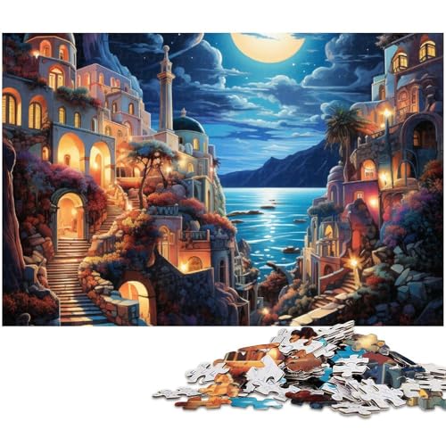 Puzzle mit 1000 Teilen für Erwachsene Psychedelisches Santorini bei Nacht Puzzle Lernspiele Weihnachts und Geburtstagsgeschenke für Teenager ab 14 Jahren (Größe 75 x 50 cm) von zouxangzz