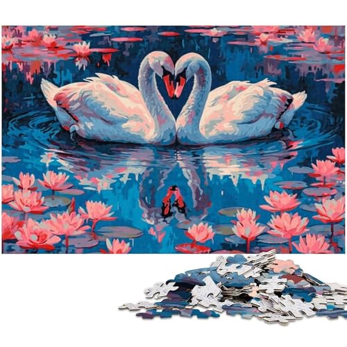 Puzzle mit 1000 Teilen für Erwachsene Schwanen Puzzle Lernspiele Weihnachts und Geburtstagsgeschenke für Teenager ab 14 Jahren (Größe 38 x 26 cm) von zouxangzz
