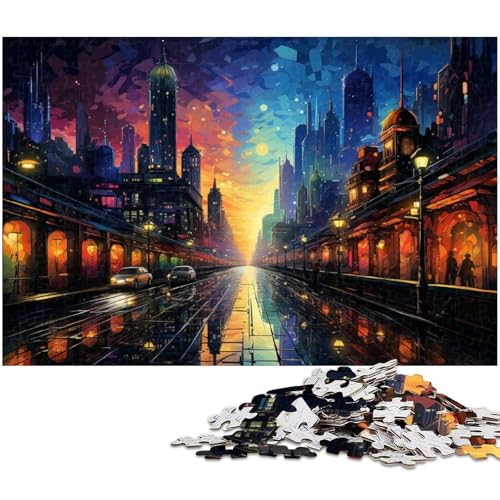 Puzzle mit 1000 Teilen für Erwachsene farbenfrohes psychedelisches Stadtpuzzle praktisches Spiel ideal für Teenager ab 14 Jahren 1000 Teile (38 x 26 cm) von zouxangzz