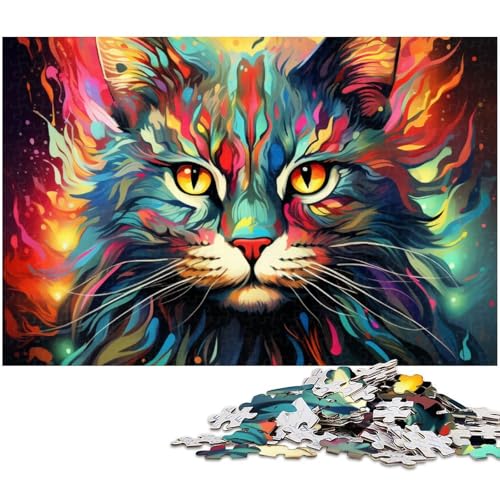 Puzzle mit 1000 Teilen für Erwachsene psychedelisches Katzen Puzzle Lernspiele Weihnachts und Geburtstagsgeschenke für Teenager ab 14 Jahren (Größe 75 x 50 cm) von zouxangzz