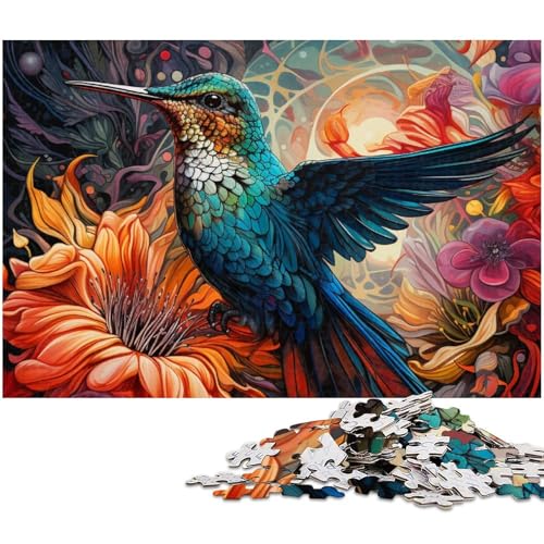 Puzzle mit 1000 Teilen für Erwachsene psychedelisches Kolibri Puzzle Lernspiele Weihnachts und Geburtstagsgeschenke für Teenager ab 14 Jahren (Größe 75 x 50 cm) von zouxangzz