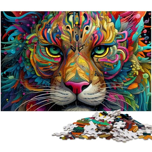 Puzzle mit 1000 Teilen für Erwachsene psychedelisches Löwen Puzzle Lernspiele Weihnachts und Geburtstagsgeschenke für Teenager ab 14 Jahren (Größe 38 x 26 cm) von zouxangzz