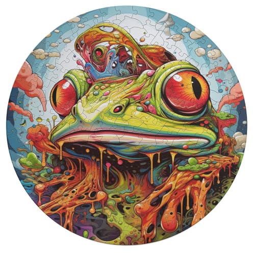 Puzzles 195 Teile Kunst Tier Frosch Puzzle für Erwachsene Holzrunde Puzzles Puzzle Hands on Spiel 42x42cm von zouxangzz