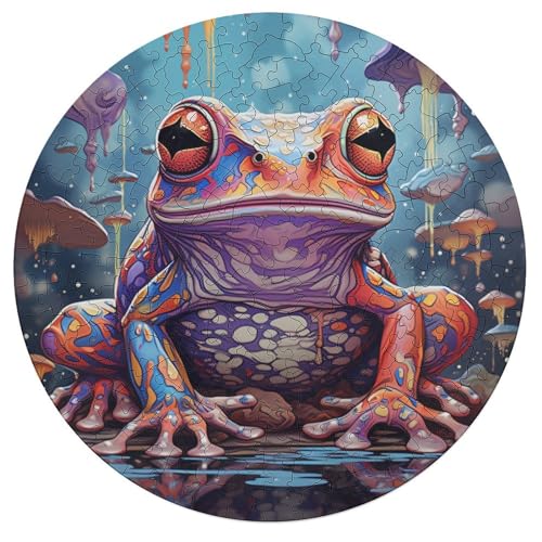 Puzzles 195 Teile Kunst Tier Frosch Puzzle für Erwachsene Holzrunde Puzzles Puzzle Hands on Spiel 42x42cm von zouxangzz