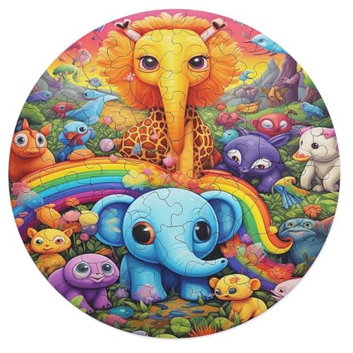 Puzzles 68 Teile Puzzles für Erwachsene und Kinder Afrikanische Tiere Puzzle für Erwachsene Holzrundes Puzzle Lernspiel für Erwachsene und Kinder 20x20cm von zouxangzz